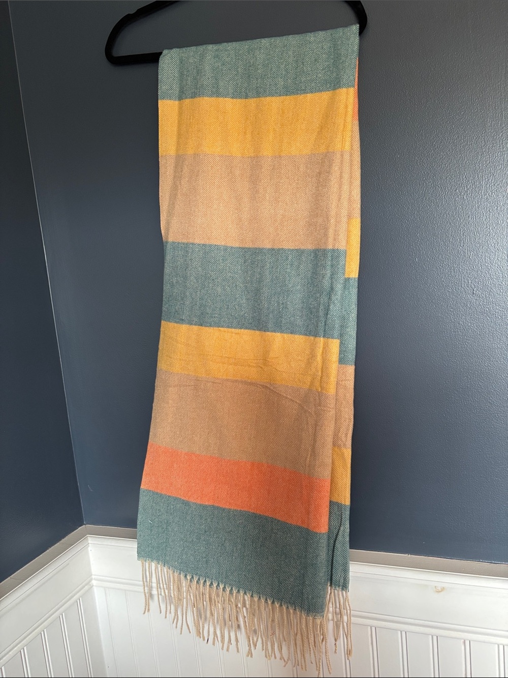 Striped Multi-Color Fringe Scarf Wrap - Casual Layering